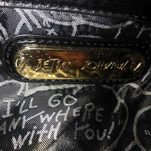 Betsy Johnson sequin floral (roses) Tote. Large  chain double handle - Picture 9 of 16